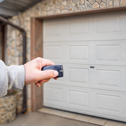 San Jose security key fob pointing to a garage door